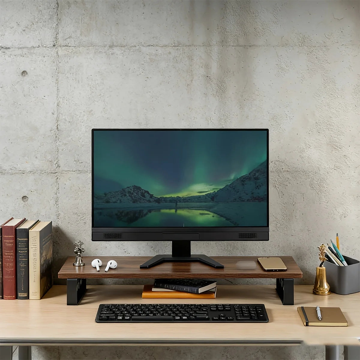 Deskula Foundry Industrial Wood-Top Monitor Riser — Deskula Modern Desks & Workspace Accessories — view 3