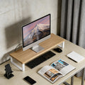 Deskula Marlow Minimalist Oak-Tone Monitor Stand — Deskula Modern Desks & Workspace Accessories