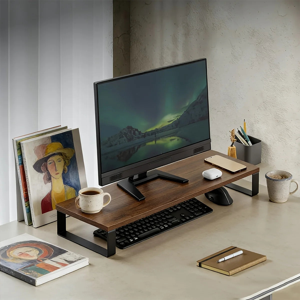 Deskula Foundry Industrial Wood-Top Monitor Riser — Deskula Modern Desks & Workspace Accessories — view 5
