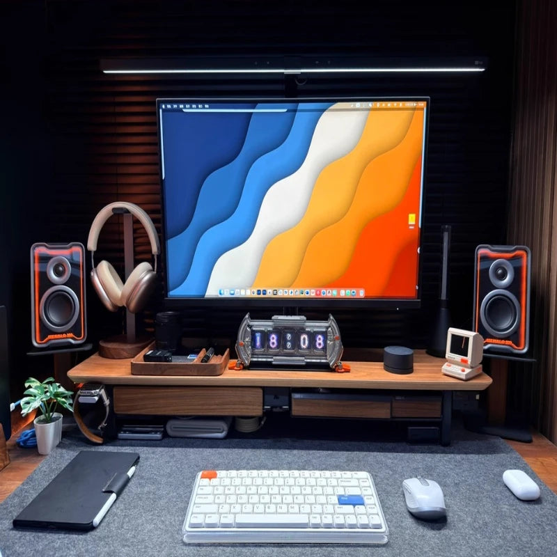 Deskula Studio Walnut Riser with Hidden Drawers — Deskula Modern Desks & Workspace Accessories — view 2