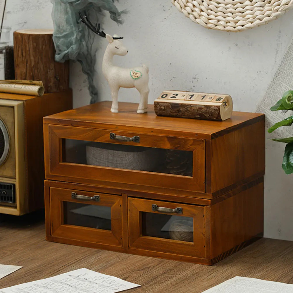 Deskula Calder Vintage Wood and Acrylic Desk Cabinet — Deskula Modern Desks & Workspace Accessories — view 4