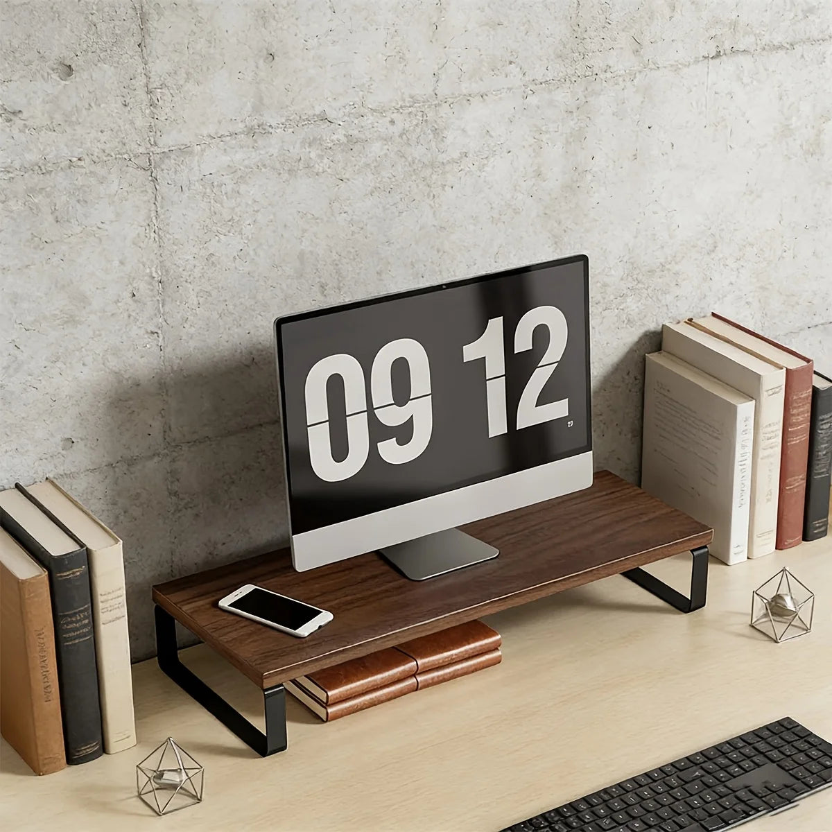 Deskula Foundry Industrial Wood-Top Monitor Riser — Deskula Modern Desks & Workspace Accessories