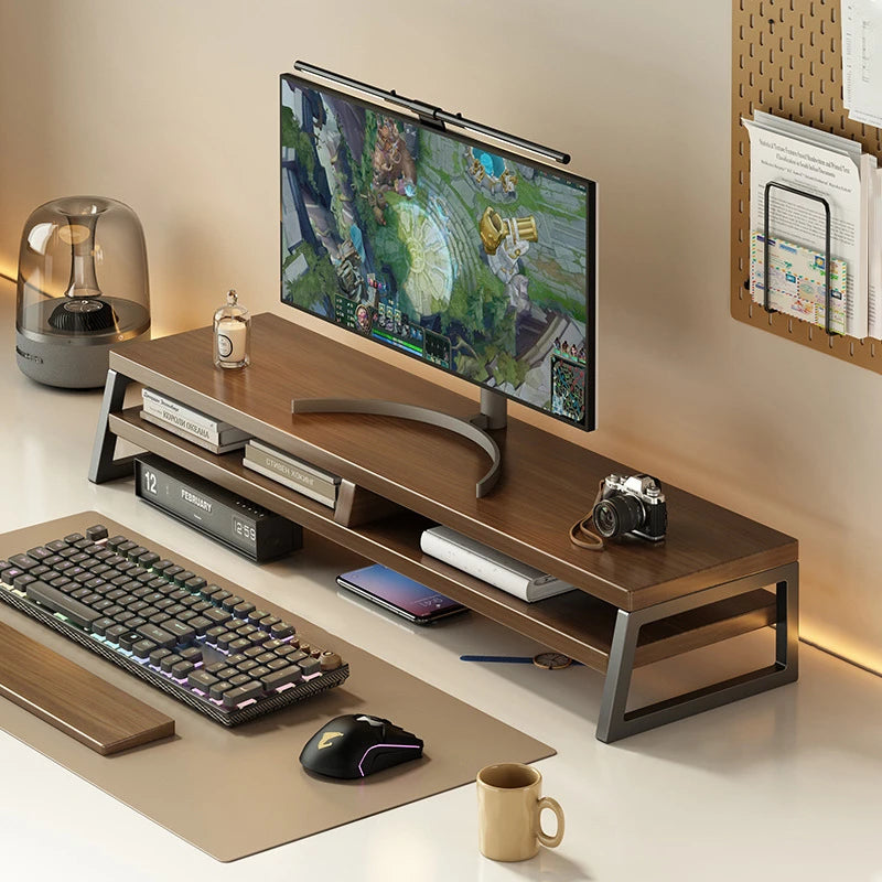 Deskula Meridian Walnut Storage Monitor Riser — Deskula Modern Desks & Workspace Accessories