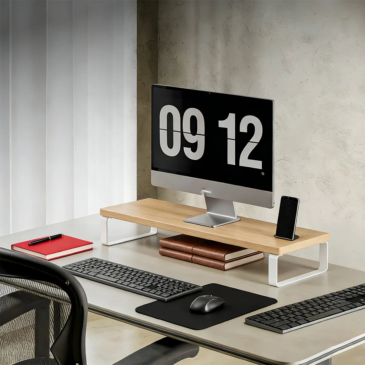 Deskula Marlow Minimalist Oak-Tone Monitor Stand — Deskula Modern Desks & Workspace Accessories — view 2