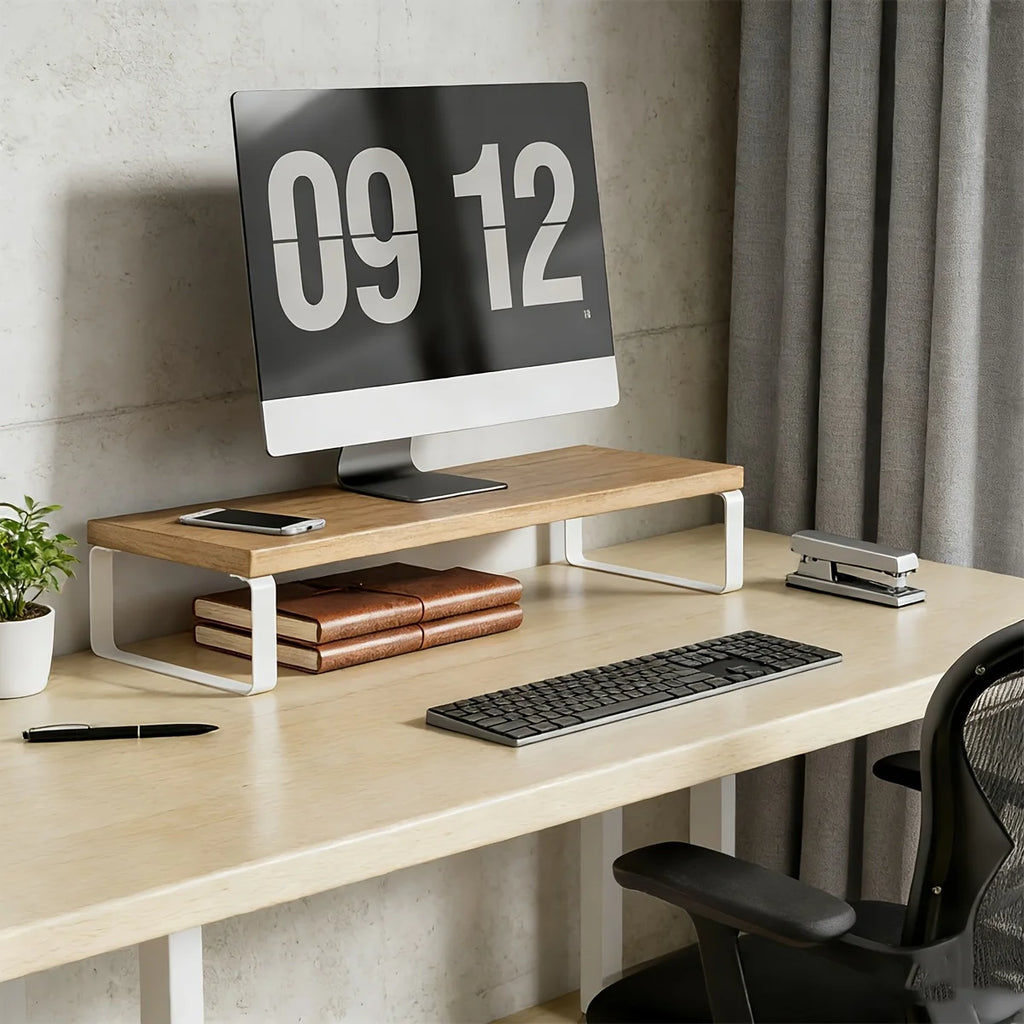 Deskula Marlow Minimalist Oak-Tone Monitor Stand — Deskula Modern Desks & Workspace Accessories — view 4